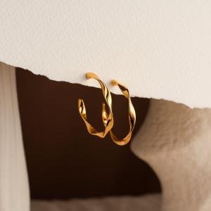 Gold Twist Hoop Earrings, 14k Gold Plated Gold Hoops, Birthday Gifts for Her