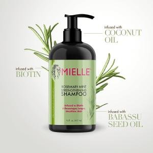 Mielle Organics Rosemary Mint Strengthening Shampoo Infused with Biotin, Cleanses and Helps Strengthen Weak and Brittle Hair,