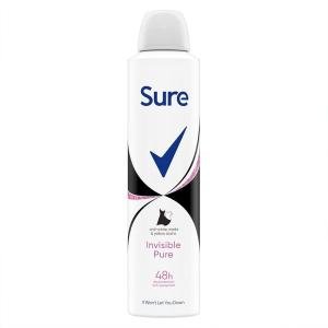 Sure Motion Sense 48 Hours Protection Anti-White Marks + Yellow Stains Antiperspirant Spray, Invisible Pure 250 mL