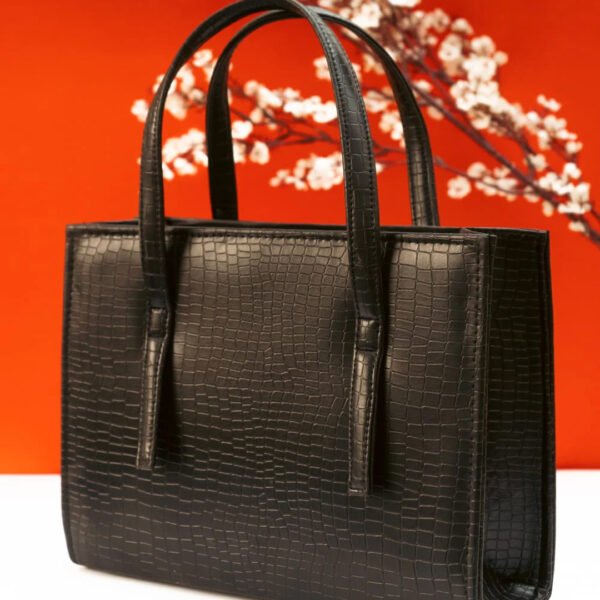 Black Croc-Embossed Handbag