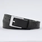 Black Leather Belt – Silver Buckle - Image 2