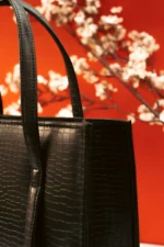 Black Croc-Embossed Handbag - Image 3