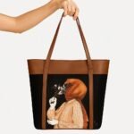 Artistic Portrait Tote Bag - Modest Fashion Print with Tan Trim