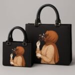 Artistic Portrait Black Satchel Set - Statement Handbags