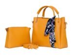 Vibrant Mustard Yellow Tote Set with Scarf Detail