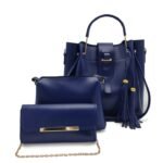 Vibrant Royal Blue 3-Piece Satchel Set with Tassels