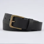 Black Leather Belt with Antique Buckle - Image 2