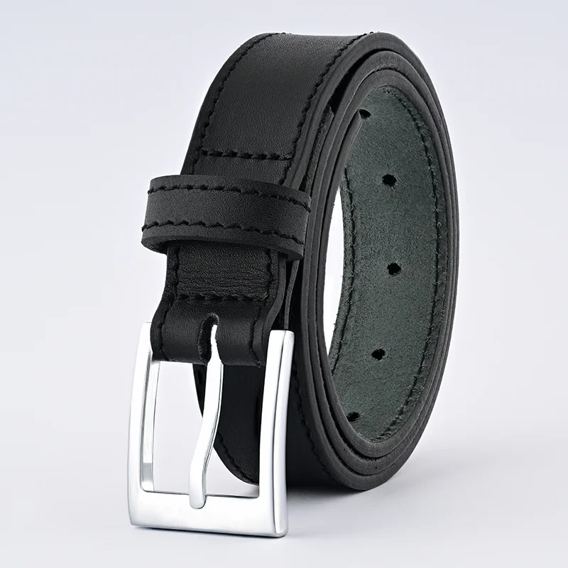Black Leather Belt – Silver Buckle