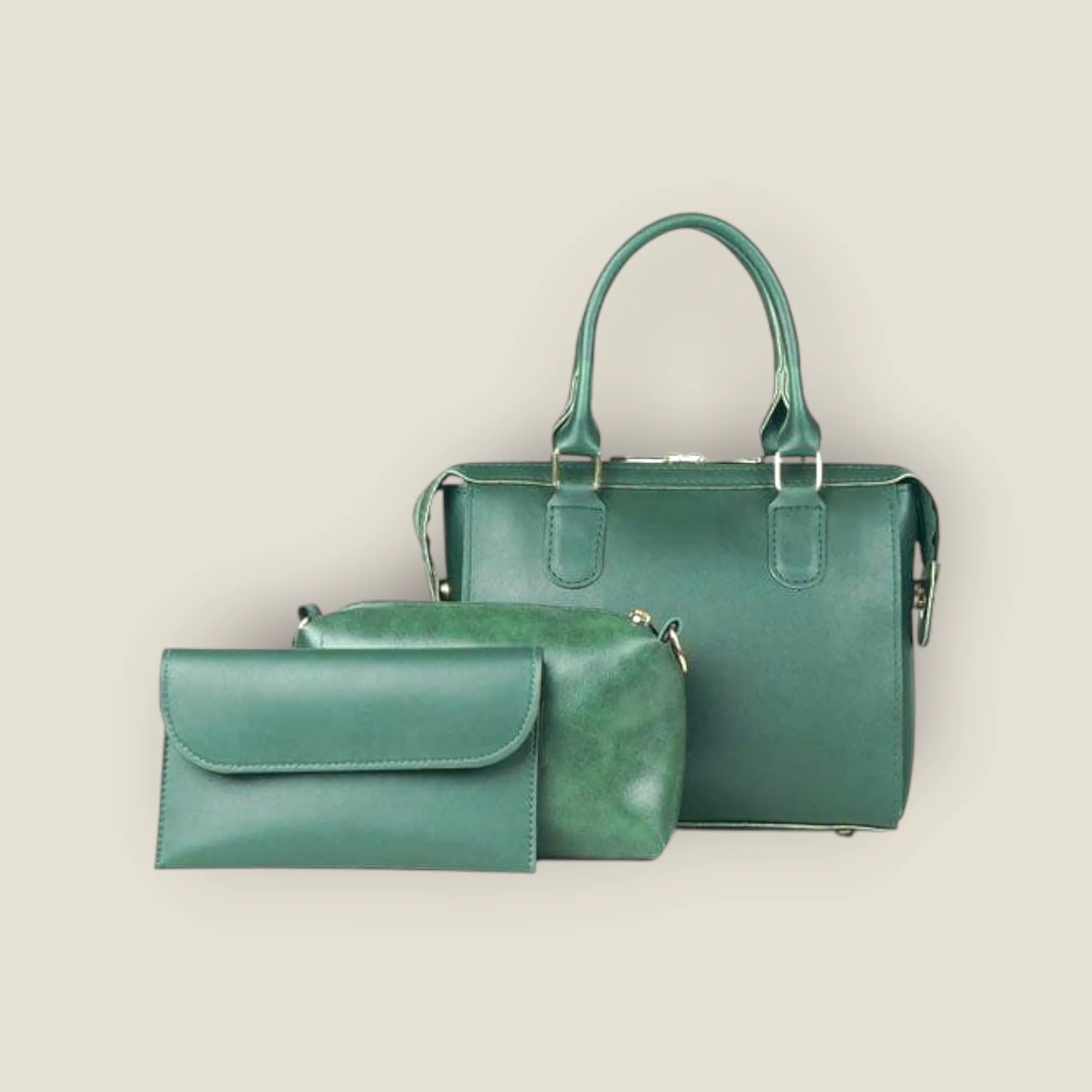 Elegant Forest Green 3-Piece Satchel Set